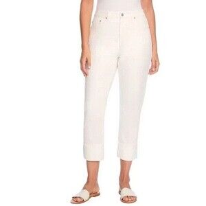 NWT Frye High-Rise Crop Jeans Cuffed Hem Ivory Denim